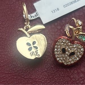 Gold and Red Apple Charm earrings